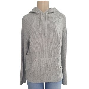 American Eagle Outfitters Chunky Knit Hoodie Sweater – Gray Speckled – Size Smal